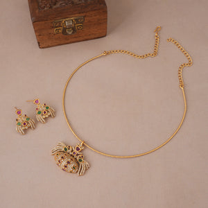Elegant multicolor diamond antique gold necklace set
