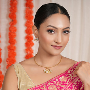 Elegant multicolor diamond antique gold necklace set