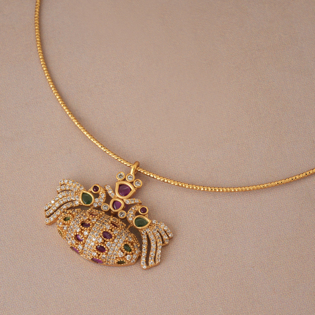 Elegant multicolor diamond antique gold necklace set