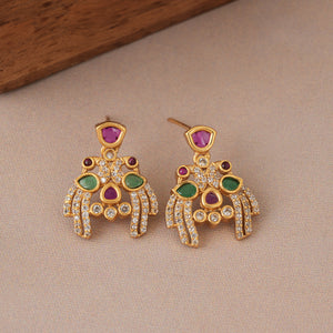 Elegant multicolor diamond antique gold necklace set