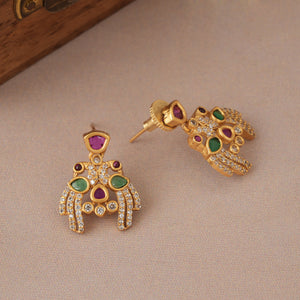 Elegant multicolor diamond antique gold necklace set