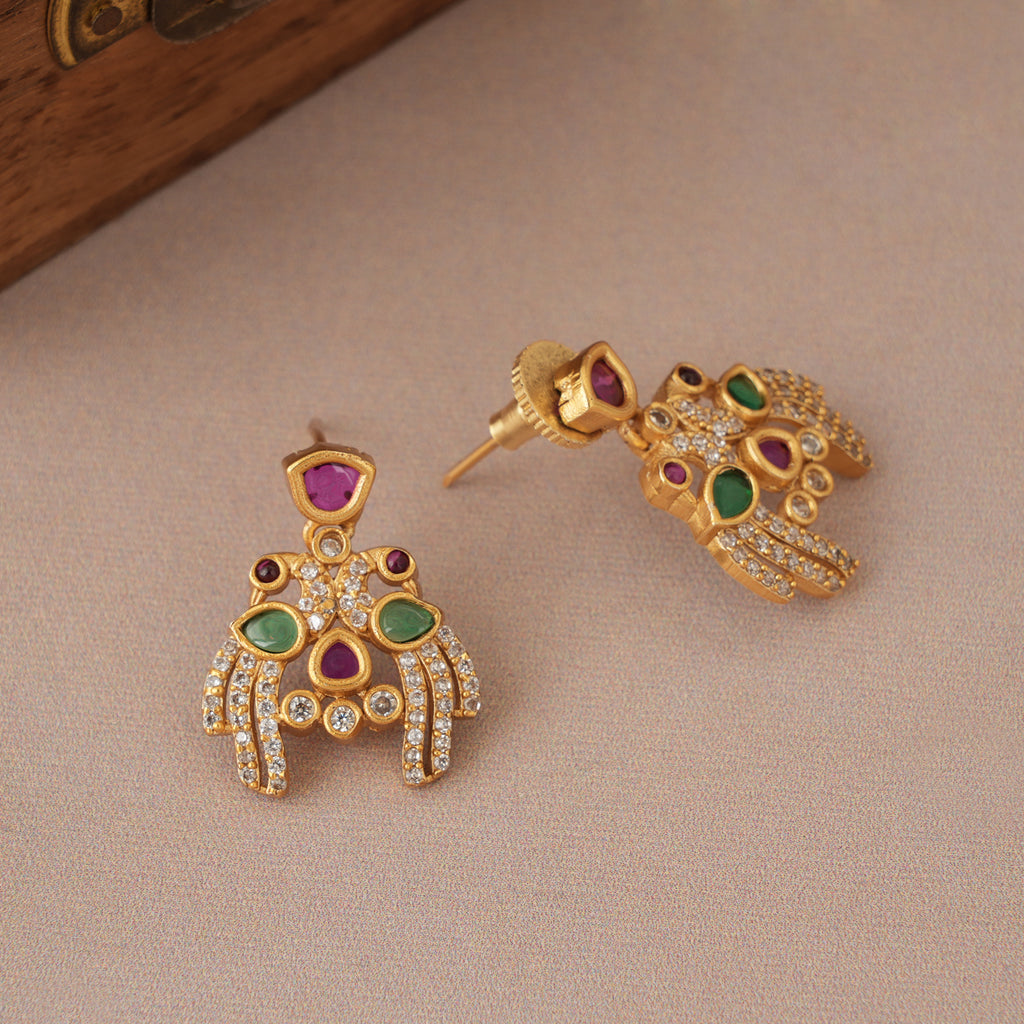 Elegant multicolor diamond antique gold necklace set