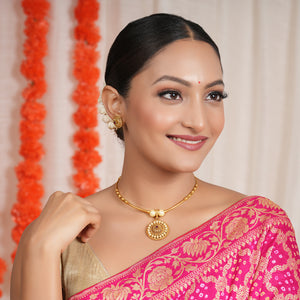 Stunning antique gold pearl hasli necklace set