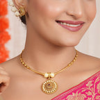 Stunning antique gold pearl hasli necklace set