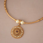Stunning antique gold pearl hasli necklace set