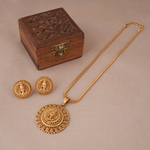 Stunning plain antique gold lord shiva pendant set I Temple Jewellery