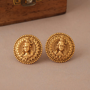 Stunning plain antique gold lord shiva pendant set I Temple Jewellery