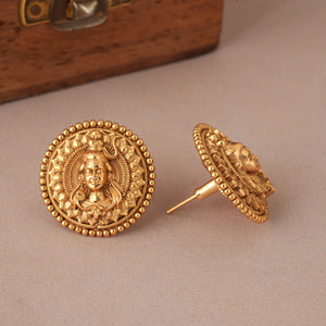 Stunning plain antique gold lord shiva pendant set I Temple Jewellery