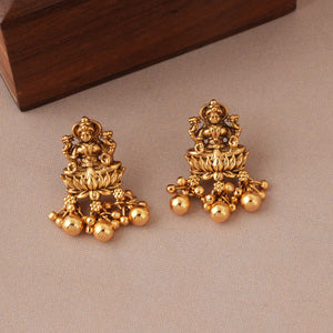 Stunning plain antique gold ma lakshmi mangalsutra with earring I Temple Jewellery