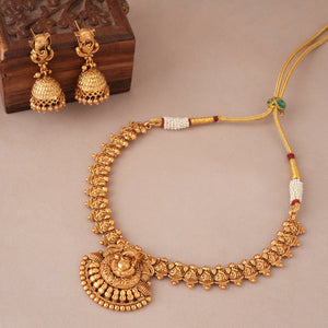 Amazing antique plain gold lord ganesh necklace set I Temple jewellery