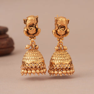 Amazing antique plain gold lord ganesh necklace set I Temple jewellery