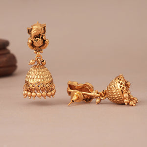Amazing antique plain gold lord ganesh necklace set I Temple jewellery