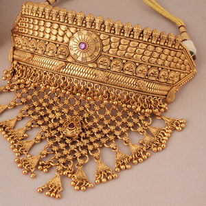 Stunning antique gold stone choker necklace set