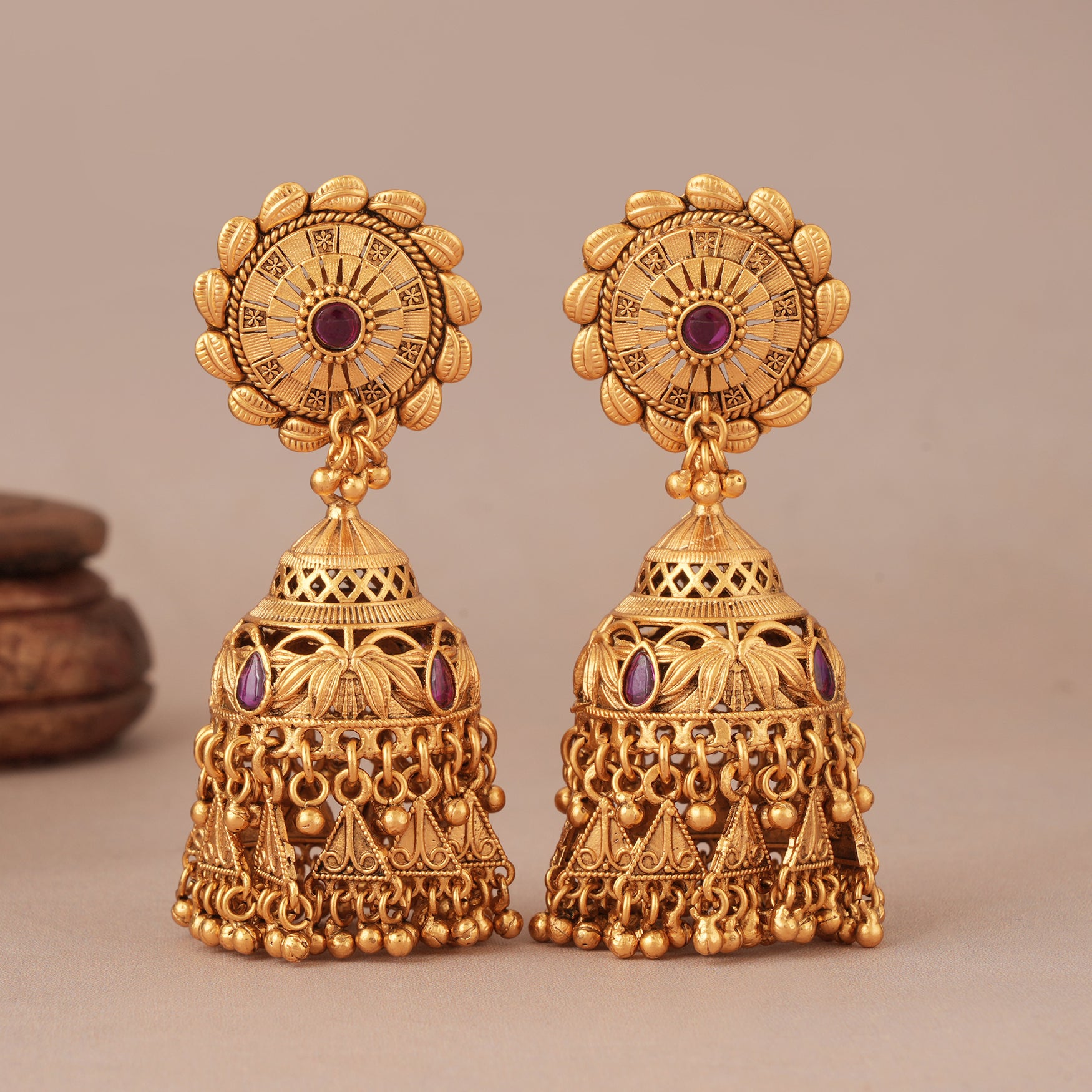 Stunning antique gold stone choker necklace set