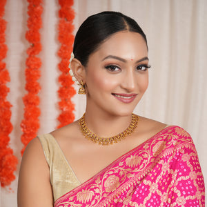 Stunning elegant antique gold ruby maa lakshmi necklace set