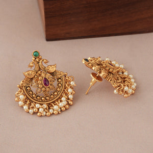 Stunning antique gold pearl carved necklace set