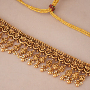Beautiful antique gold plain choker necklace set