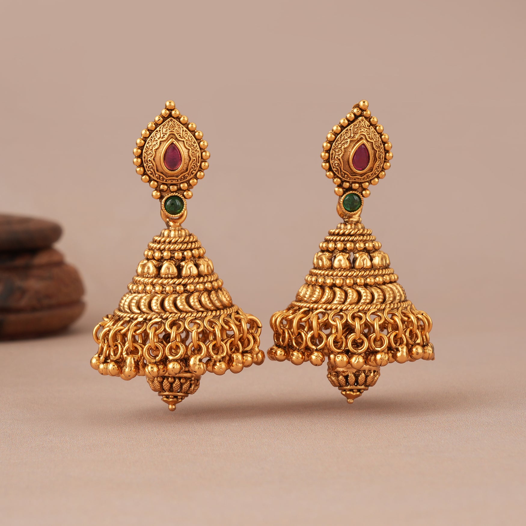 Stunning antique long necklace set with jhumka earring