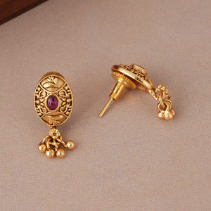 Cute delicate oval antique gold mangalsutra set
