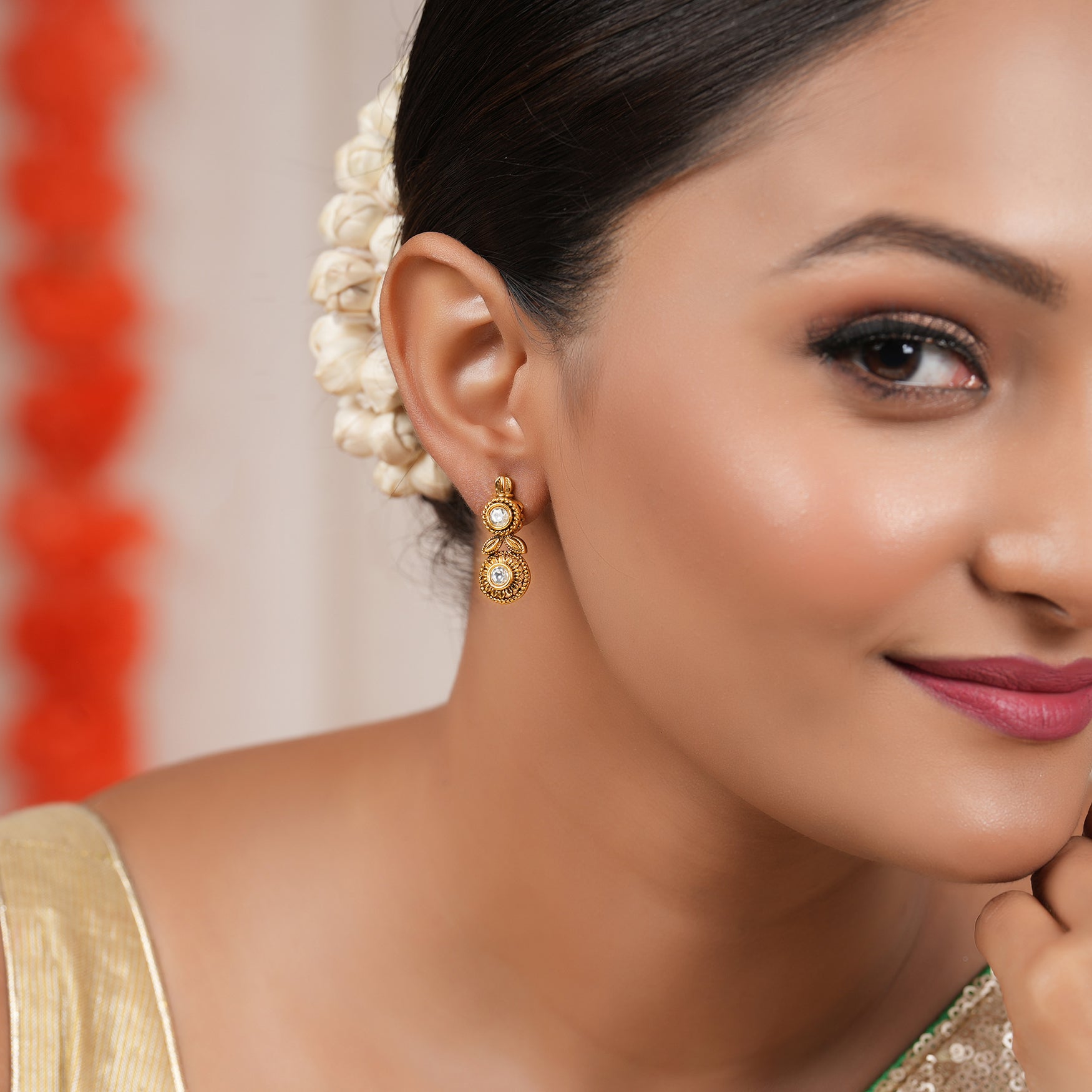 Cute elegant kundan antique gold earring