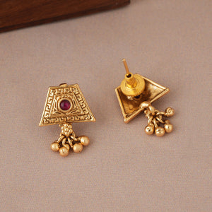 Elegant delicate antique gold stone mangalsutra set