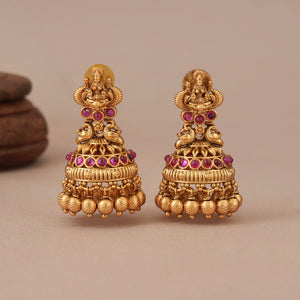 Stunning antique gold ruby traditional maa lakshmi necklace set I Temple Jewellery