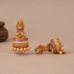 Stunning antique gold ruby traditional maa lakshmi necklace set I Temple Jewellery