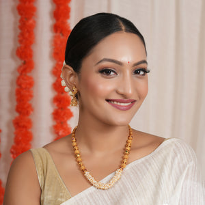 Beautiful antique gold pearl mala necklace set