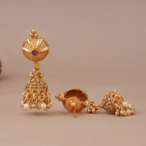 Beautiful antique gold pearl mala necklace set