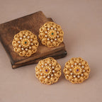 Stunning  big antique gold floral pearl stud
