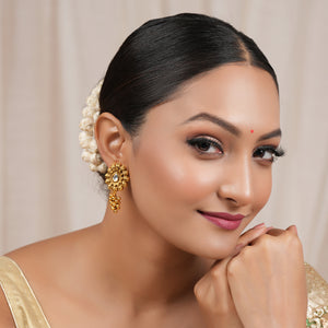 Beautiful antique gold ball drop kundan earring