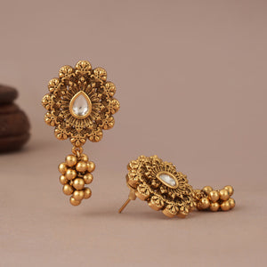 Beautiful antique gold ball drop kundan earring