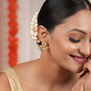 Cute ruby antique stone drop antique gold earring