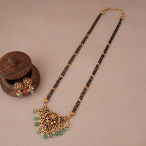 Amazing antique gold maa lakshmi stone mangalstura set