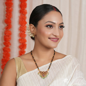 Amazing antique gold maa lakshmi stone mangalstura set