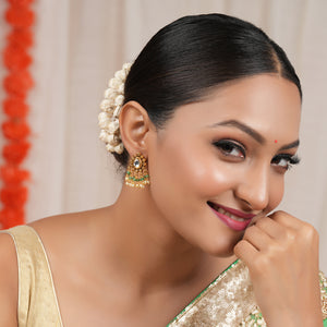 Stunning antique gold stone drop kundan earring