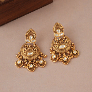 Long antique gold kundan mangalsutra necklace set