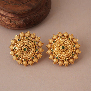 Bold antique gold stud earring