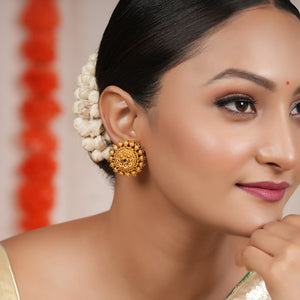 Bold antique gold stud earring