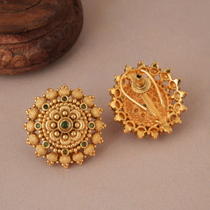 Bold antique gold stud earring