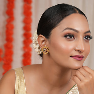 Amazing antique gold ruby stud earring