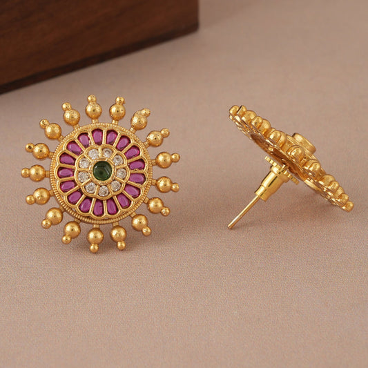 Amazing antique gold ruby stud earring