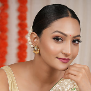 Beautiful pear shape antique gold kundan earring