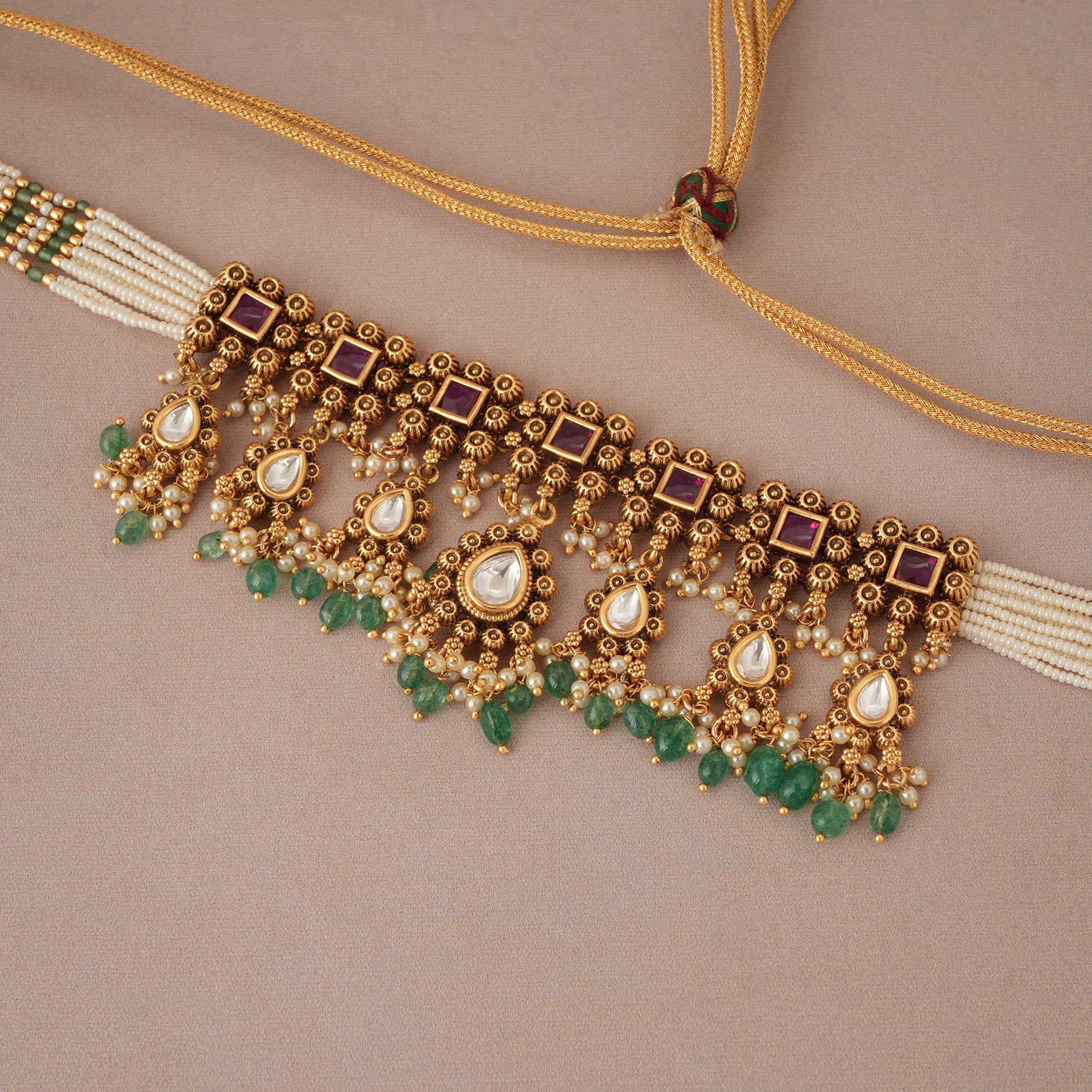 Beautiful antique gold kundan stone choker necklace set Free Cod  smarsjewelrys