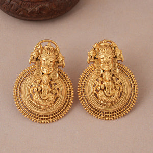 Stunning antique gold plain tirupati balaji earring