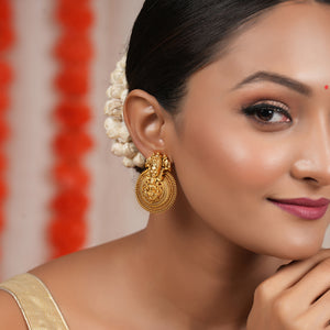 Stunning antique gold plain tirupati balaji earring