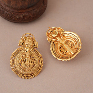 Stunning antique gold plain tirupati balaji earring