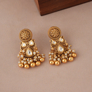 Long antique gold kundan traditional mangalsutra set