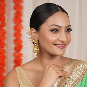 Long stunning antique gold kundan earring