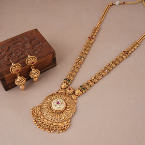 Beautiful long traditional stone necklace set for women